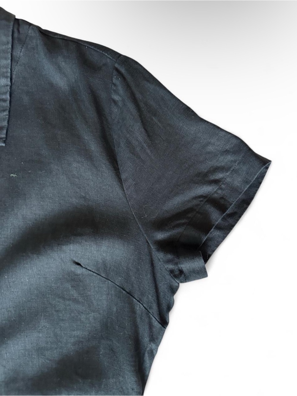 Quince 100% European Linen Button-Front Black Short-Sleeve Dress Women’s - Large - Picture 8 of 12